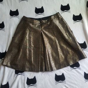 NWT Lane Bryant Foil Pleated Gold Metallic Skirt Size 18